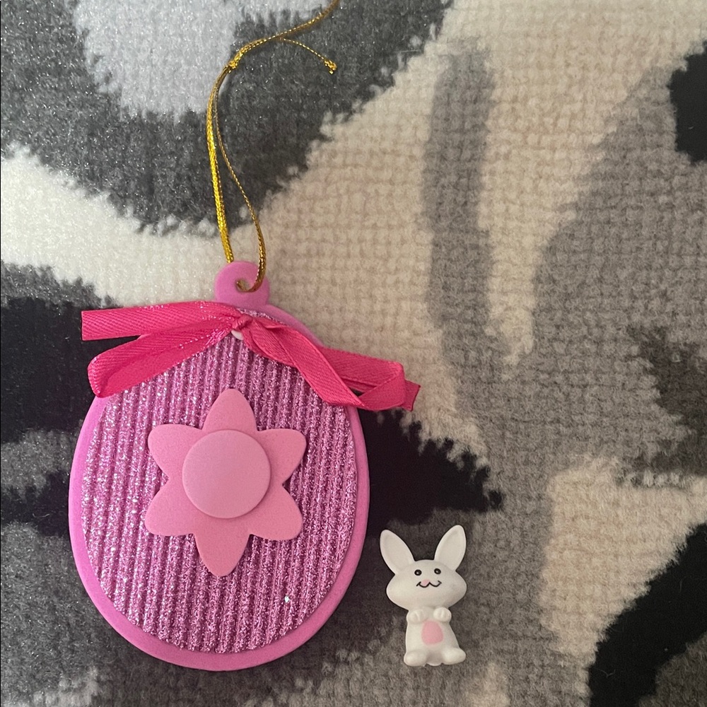 Pink Kids Decorative Easter Bunny Ornament with Ribbon